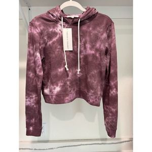 NWT Threads 4 Thought Tye Dye‎ Purple Cropped Hoodie Sweatshirt Size Small